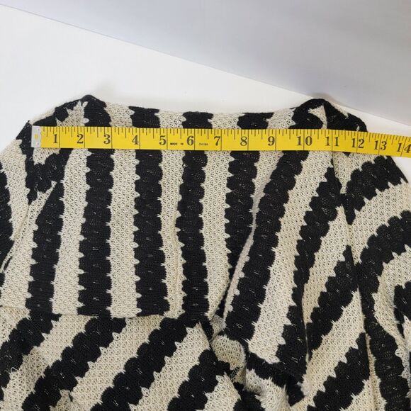Freeway Womens Black White Stripe Gold Threads Cowl Neck Long Sleeve Sweater M - Picture 8 of 11